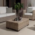 Zahradní konferenční stolek-Pouf v šedé barvě Kubù s polštářkem - Cerys Viadurini