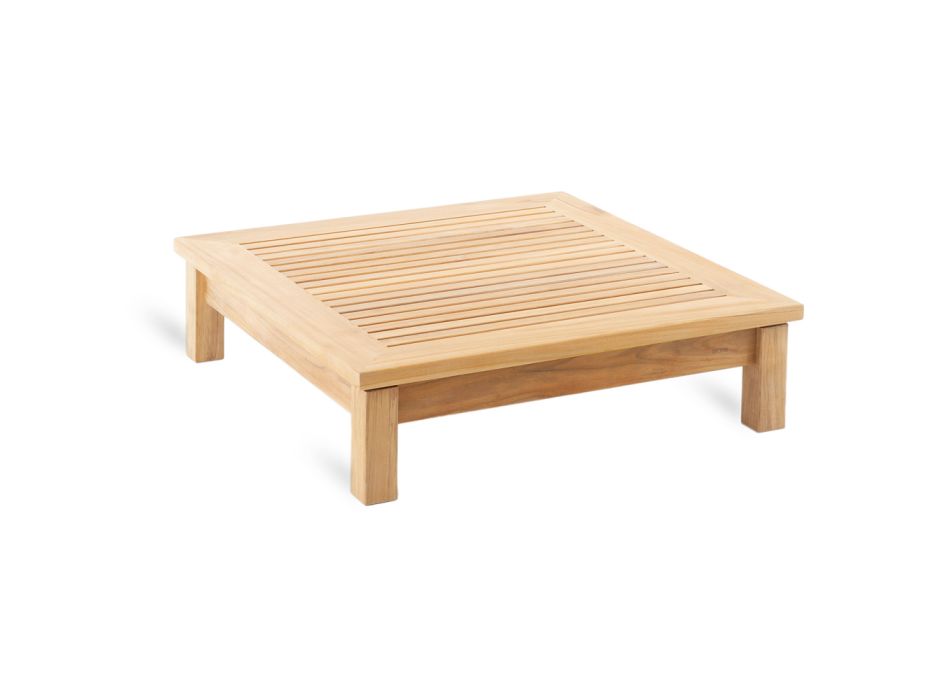 Nízký čtvercový venkovní konferenční stolek z teakového dřeva Made in Italy - Sleepy Viadurini