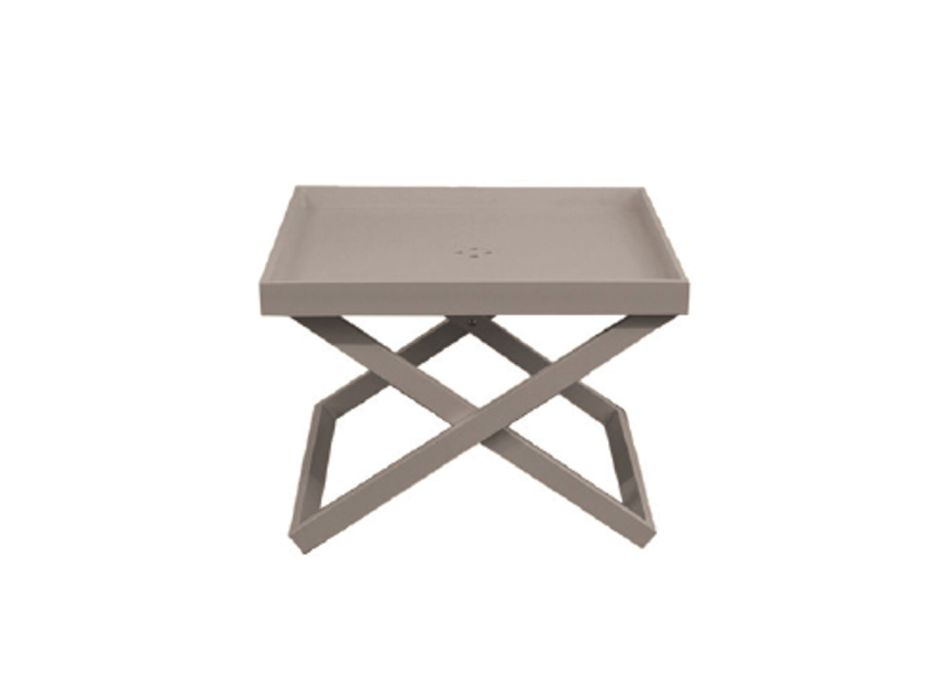 Čtvercový hliníkový venkovní konferenční stolek s odnímatelným tácem - Vander Viadurini
