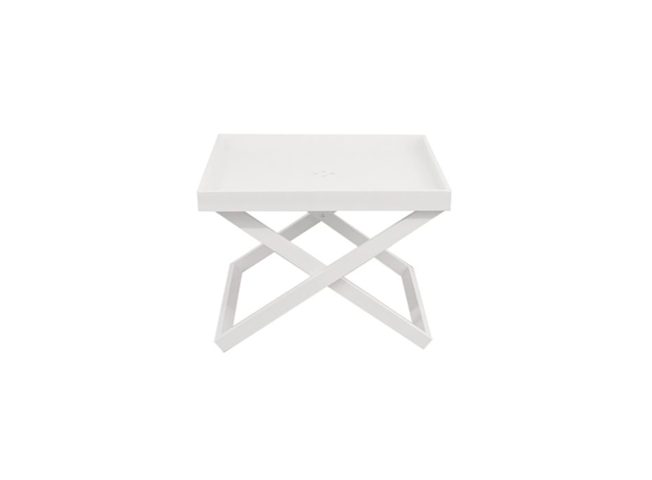 Čtvercový hliníkový venkovní konferenční stolek s odnímatelným tácem - Vander Viadurini