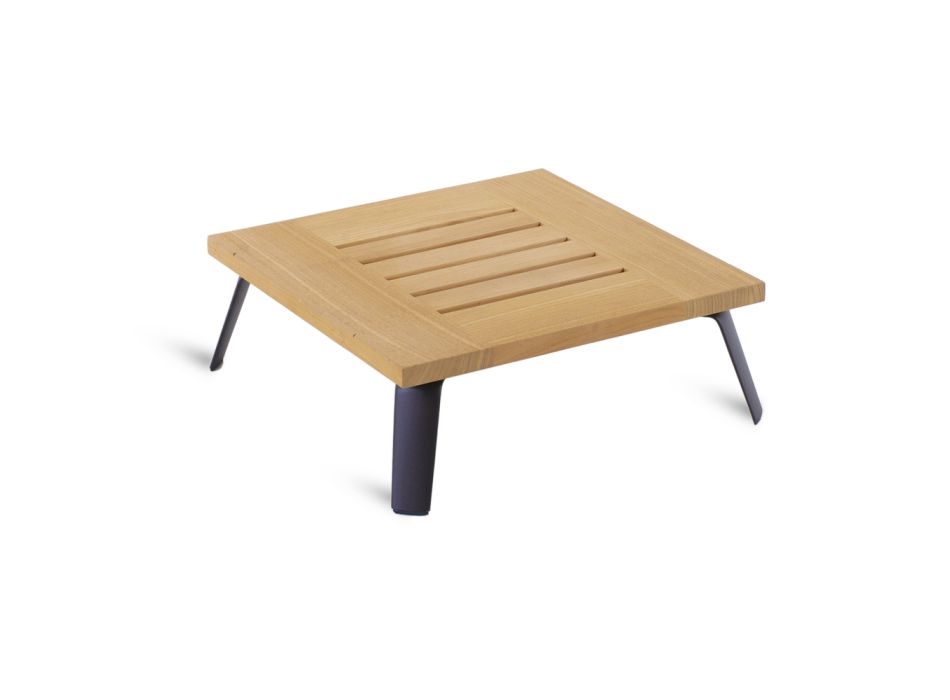 Čtvercový venkovní konferenční stolek z teakového dřeva Made in Italy - Taranee Viadurini