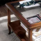 Čtvercový konferenční stolek do obývacího pokoje se skleněnou deskou Made in Italy - Tepeyoti Viadurini