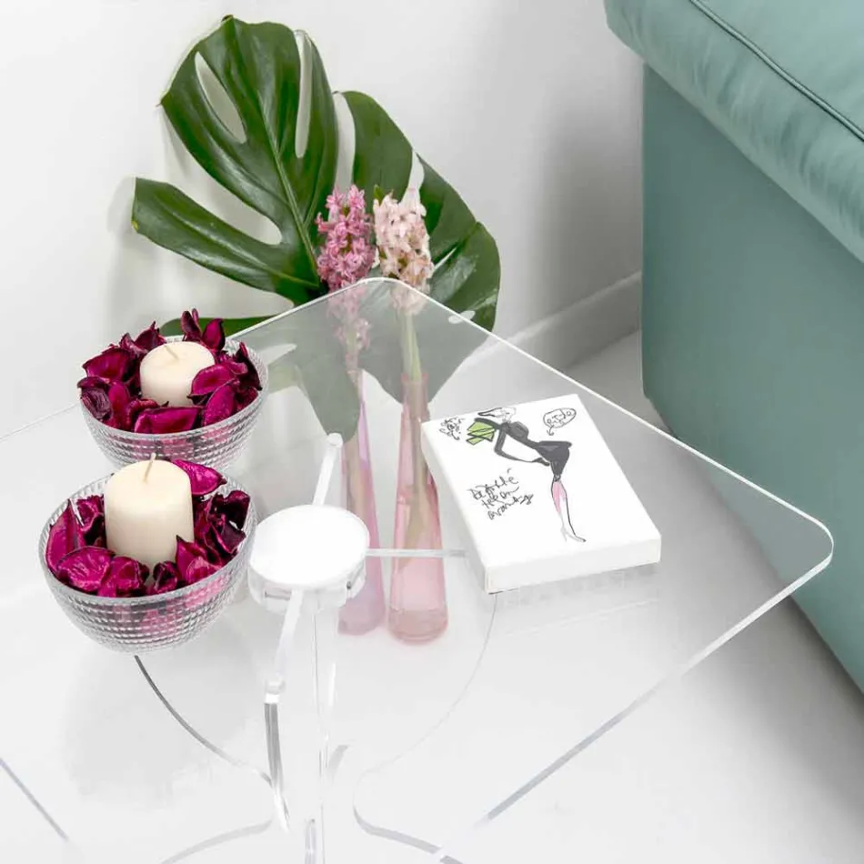 Design čtvercový konferenční stolek, v transparentní PMMA Laives Viadurini