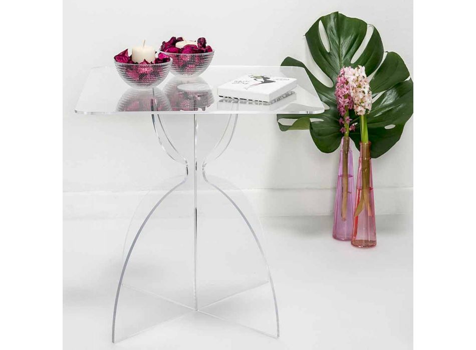 Design čtvercový konferenční stolek, v transparentní PMMA Laives Viadurini