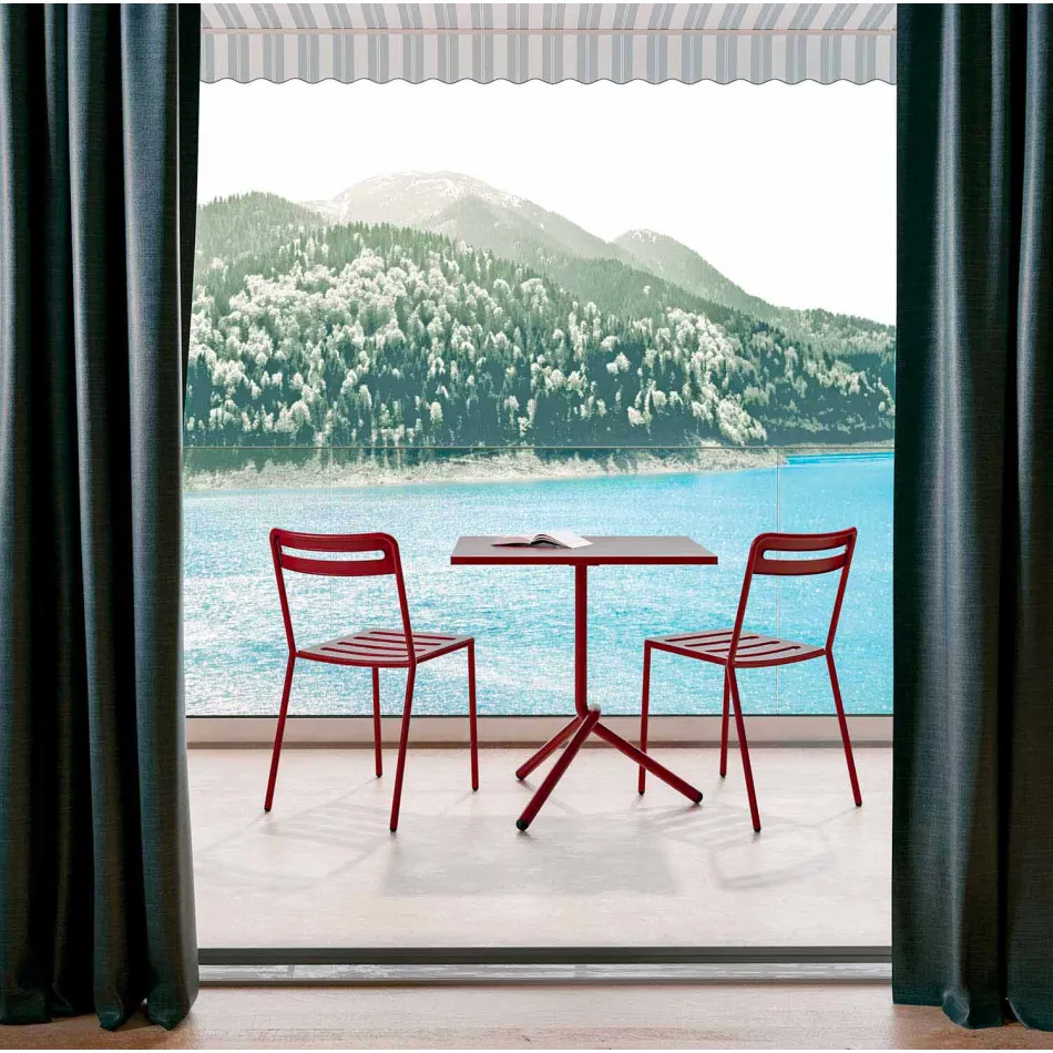 Čtvercový kovový a plechový venkovní stůl vyrobený v Itálii - Barnabas Viadurini