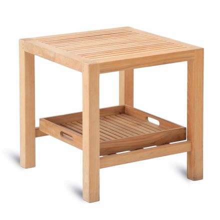 Venkovní čtvercový konferenční stolek z teakového dřeva Made in Italy - Sleepy Viadurini