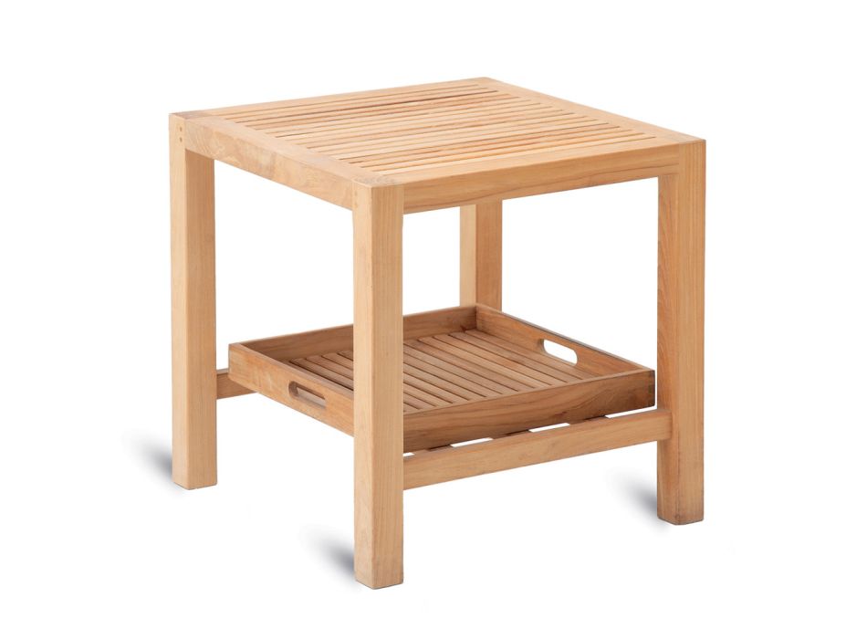 Venkovní čtvercový konferenční stolek z teakového dřeva Made in Italy - Sleepy Viadurini