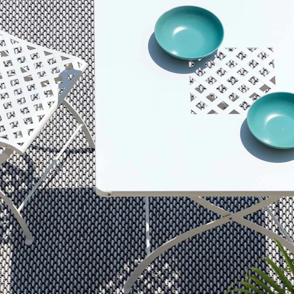 Čtvercový skládací venkovní stůl z pozinkované oceli Made in Italy - Selvaggia Viadurini