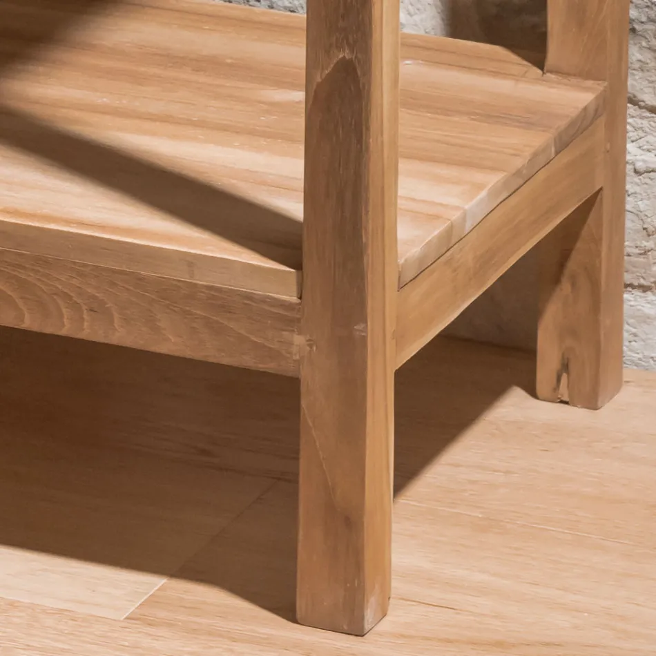 Konferenční stolek z masivního teakového dřeva s 1 zásuvkou - akryl Viadurini