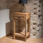 Konferenční stolek z masivního teakového dřeva s 1 zásuvkou - akryl Viadurini