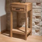 Konferenční stolek z masivního teakového dřeva s 1 zásuvkou - akryl Viadurini