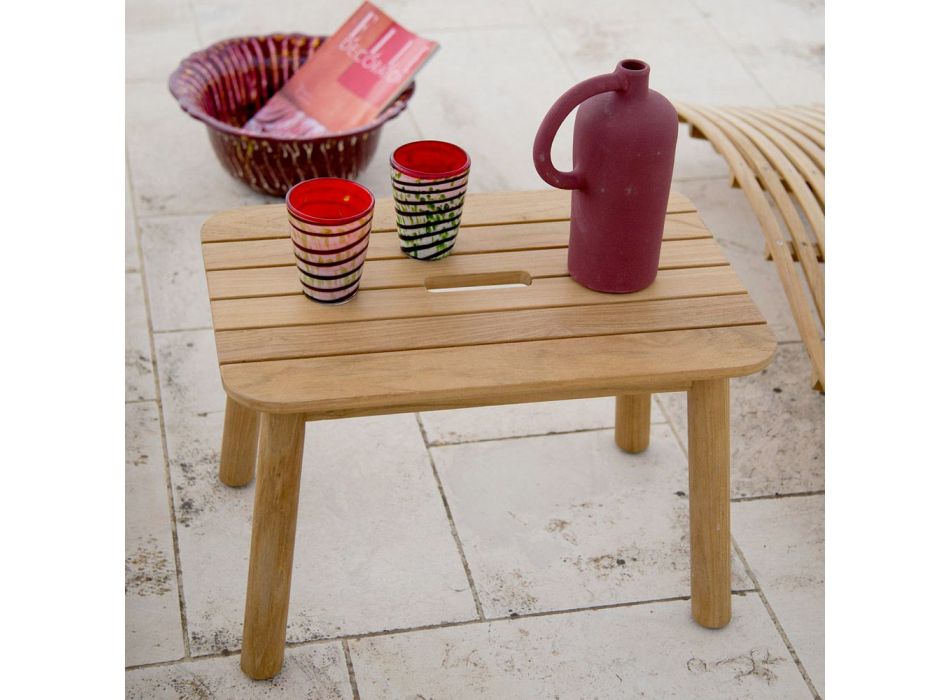 Obdélníkový zahradní konferenční stolek z teakového dřeva vyrobený v Itálii - Liberato Viadurini