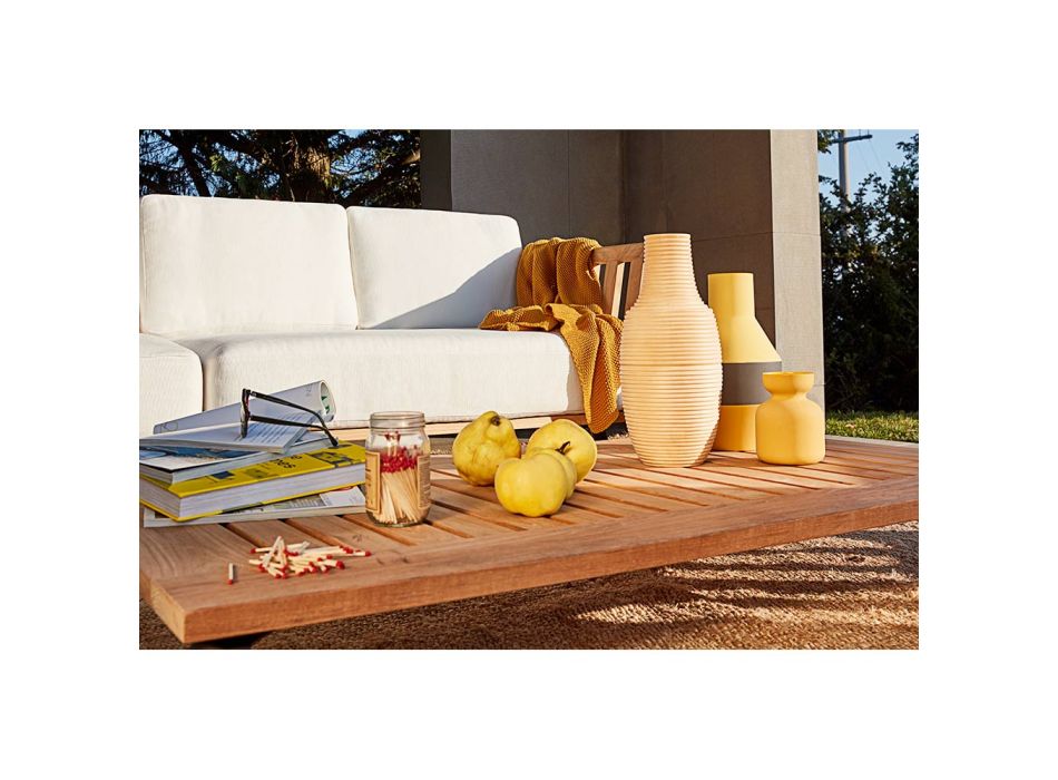 Obdélníkový zahradní konferenční stolek z teakového dřeva Made in Italy - Taranee Viadurini