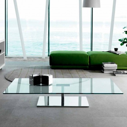 Obdélníkový konferenční stolek do obývacího pokoje v extra čirém nebo kouřovém skle - Giovannino Viadurini