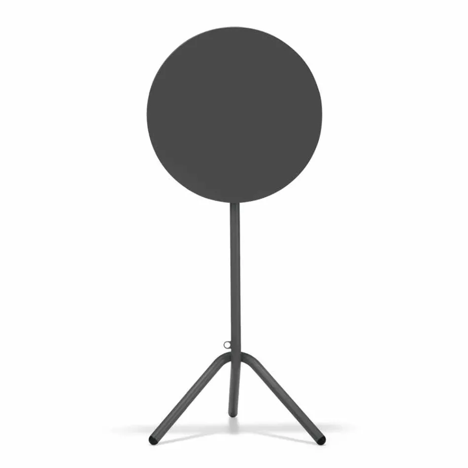 Kulatý vysoký venkovní stůl z kovu a plechu vyrobený v Itálii - Baldric Viadurini