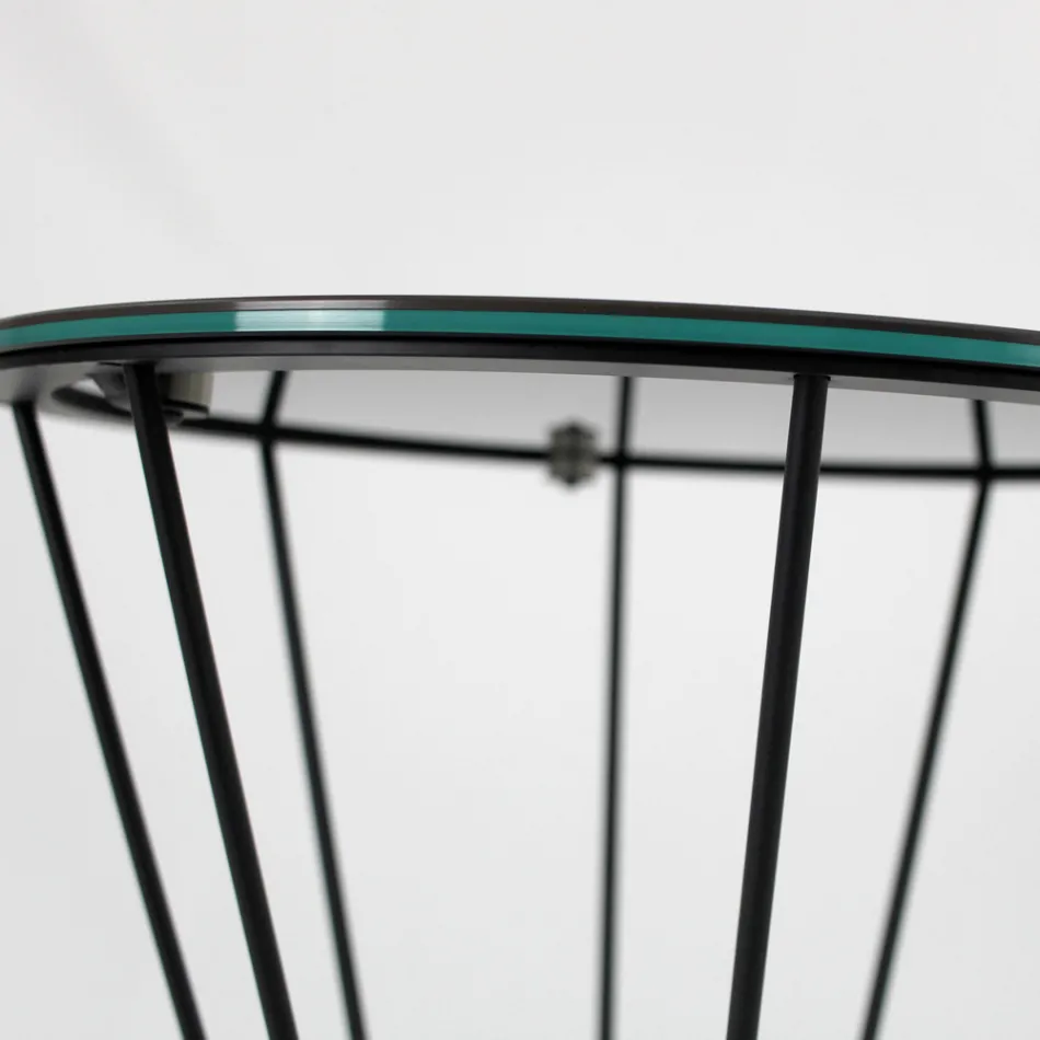 Kulatý konferenční stolek s ocelovou základnou a kameninovou deskou Made in Italy - Alisea Viadurini