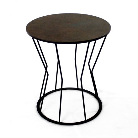 Kulatý konferenční stolek s ocelovou základnou a kameninovou deskou Made in Italy - Alisea Viadurini
