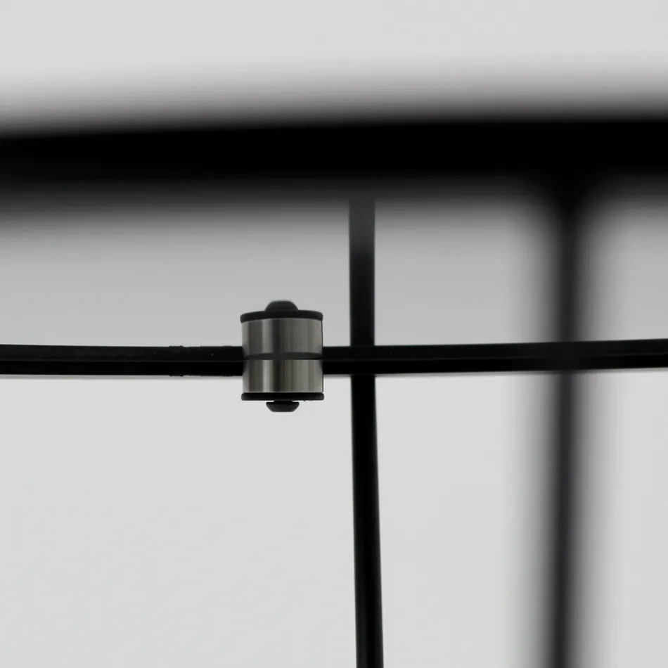 Kulatý konferenční stolek s ocelovou základnou a skleněnou deskou Made in Italy - Alisea Viadurini