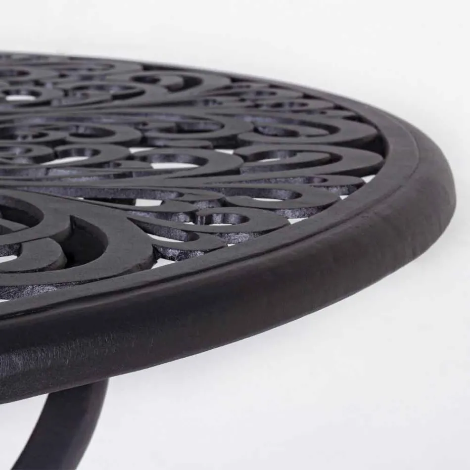 Kulatý venkovní konferenční stolek v hliníkově matném antracitovém provedení - Sayra Viadurini