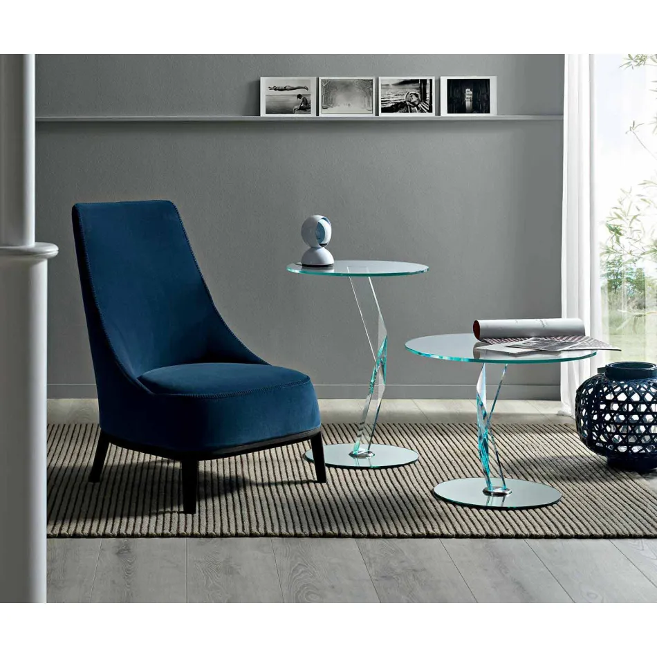 Kulatý designový stolek z extra čirého skla vyrobeného v Itálii - Akka Viadurini