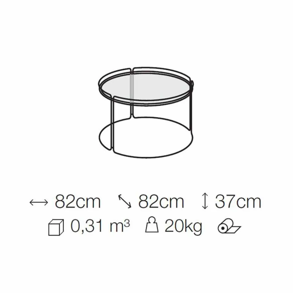 Kulatý kovový konferenční stolek se skleněnou deskou vyrobený v Itálii - George Viadurini