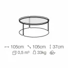 Kulatý kovový konferenční stolek se skleněnou deskou vyrobený v Itálii - George Viadurini