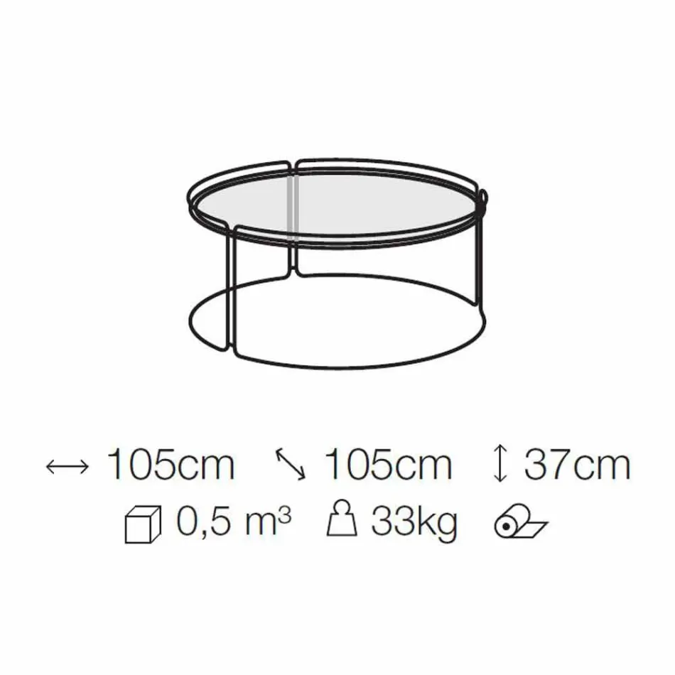 Kulatý kovový konferenční stolek se skleněnou deskou vyrobený v Itálii - George Viadurini