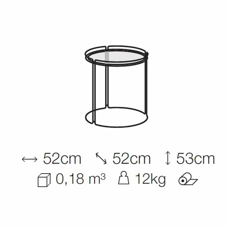 Kulatý kovový konferenční stolek se skleněnou deskou vyrobený v Itálii - George Viadurini