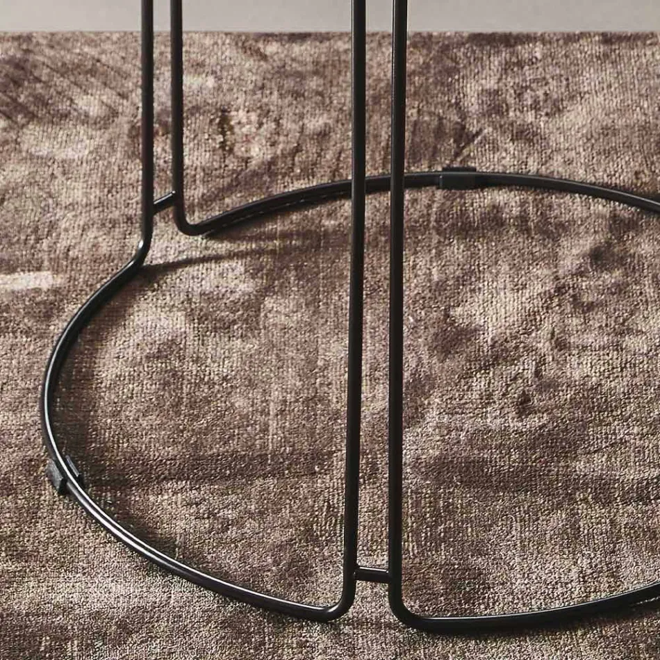 Kulatý kovový konferenční stolek se skleněnou deskou vyrobený v Itálii - George Viadurini