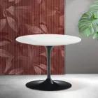 Konferenční stolek Saarinen Tulip kulatý, výška 41 cm, matně bílá keramika Florim - šarlatová Viadurini