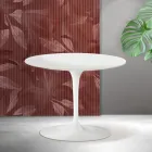 Konferenční stolek Saarinen Tulip kulatý, výška 41 cm, matně bílá keramika Florim - šarlatová Viadurini