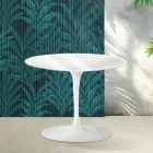 Konferenční stolek Saarinen Tulip kulatý, výška 41 cm, lesklý bílý, keramika Florim - šarlatový Viadurini