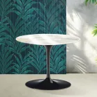 Konferenční stolek Saarinen Tulip kulatý, výška 41 cm, lesklý, zlatý, keramický Florim Calacatta - šarlatový Viadurini