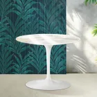 Konferenční stolek Saarinen Tulip kulatý, výška 41 cm, keramika Florim Calacatta zlatý lesk - šarlatový Viadurini