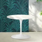 Konferenční stolek Saarinen Tulip kulatý, výška 41 cm, lesklý, keramický Statuario Florim - šarlatový Viadurini