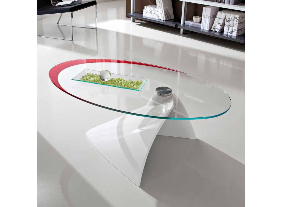Konferenční stolek se skleněnou deskou se sítotiskem Made in Italy - Campari Viadurini