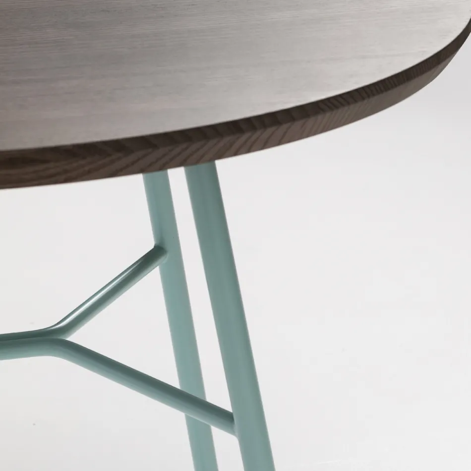 Konferenční stolek s kulatou deskou z masivního dřeva Made in Italy - Makino Viadurini