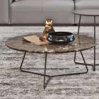 Konferenční stolek s kulatým mramorovým povrchem a kovovou základnou vyrobený v Itálii - Gin Viadurini