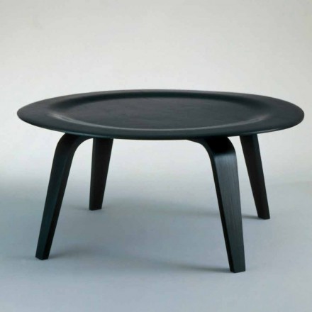 Konferenční stolek z černého mořeného popela s kulatou deskou vyrobený v Itálii - Cariddi Viadurini