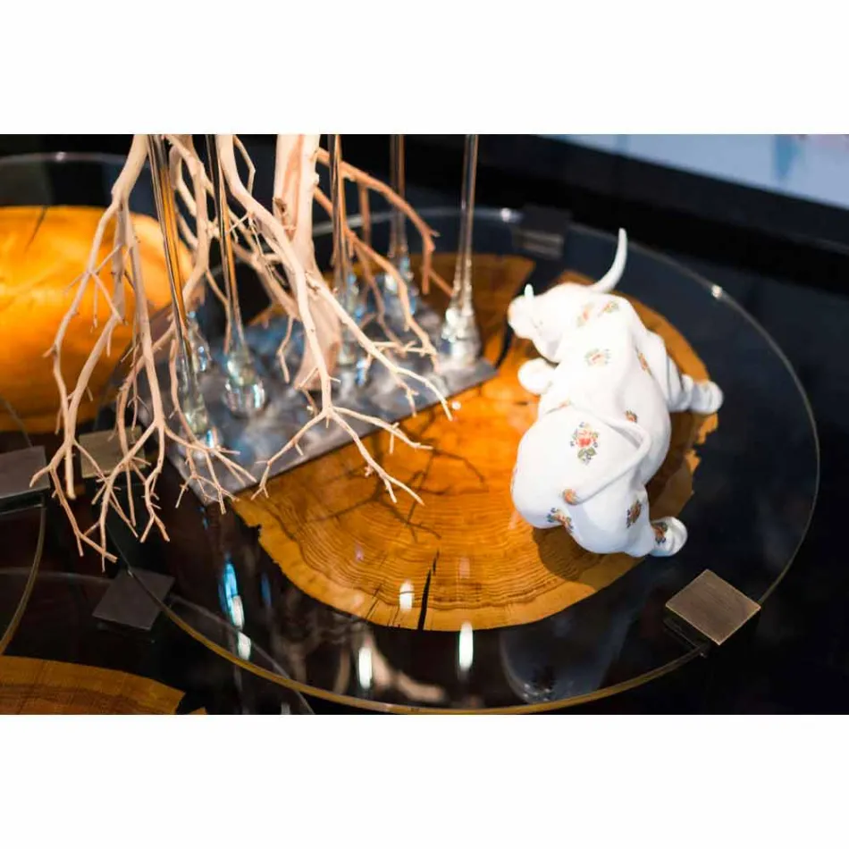 Konferenční stolek ze dřeva a oceli s kovovými nohami vyrobený v Itálii - Damašek Viadurini