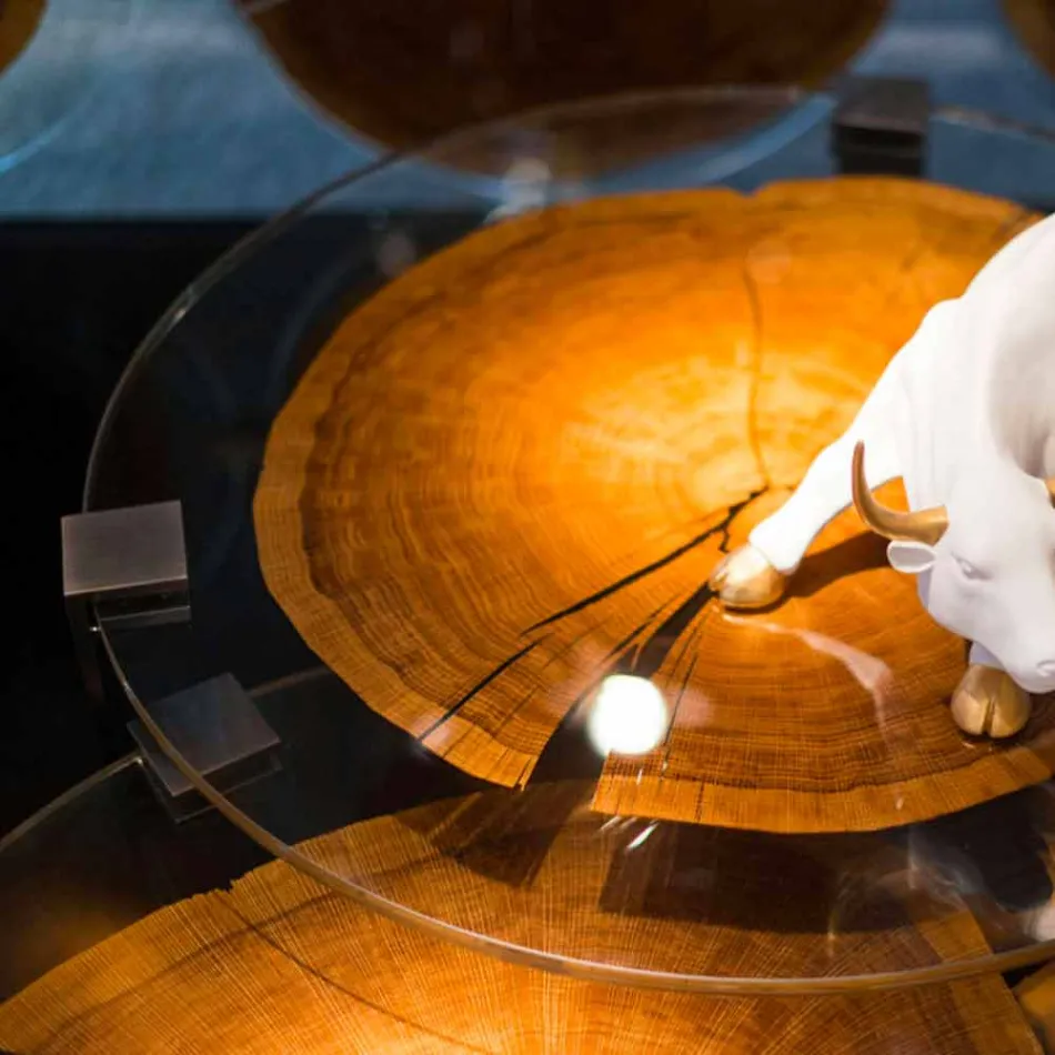 Konferenční stolek ze dřeva a oceli s kovovými nohami vyrobený v Itálii - Damašek Viadurini