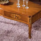 Intarzovaný dřevěný konferenční stolek se 2 zásuvkami Made in Italy - Katerine Viadurini