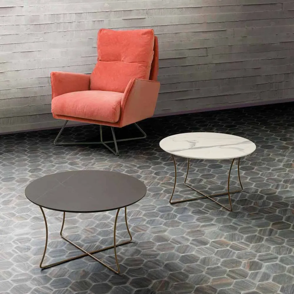 Konferenční stolek z lakovaného kovu s deskou Hpl Made in Italy - Numbo Viadurini