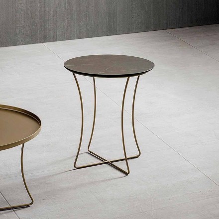 Konferenční stolek z lakovaného kovu s deskou Hpl Made in Italy - Numbo Viadurini