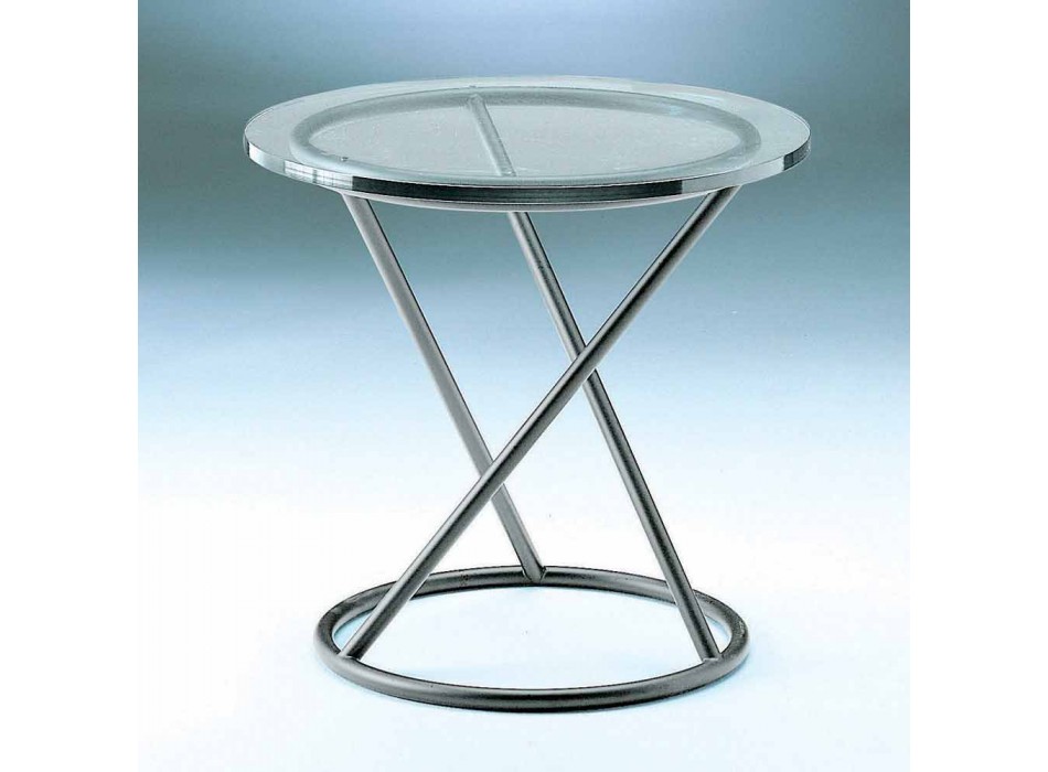 Konferenční stolek z tvrzeného skla s ocelovým podstavcem vyrobený v Itálii - Pegaso Viadurini