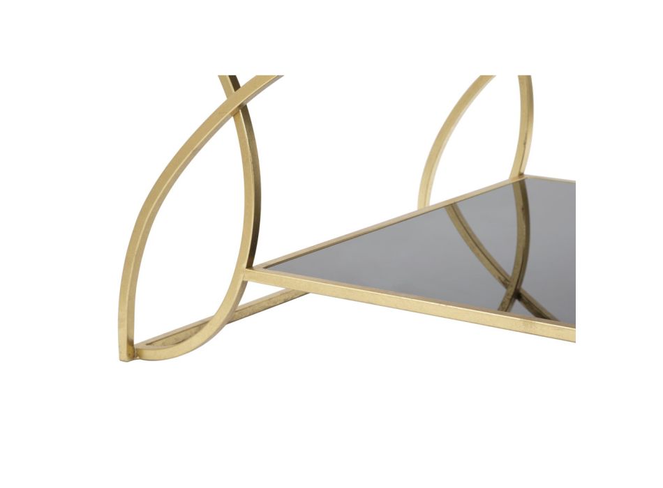 Zlatý obdélníkový konferenční stolek ze železa se skleněnou deskou - symbol Viadurini