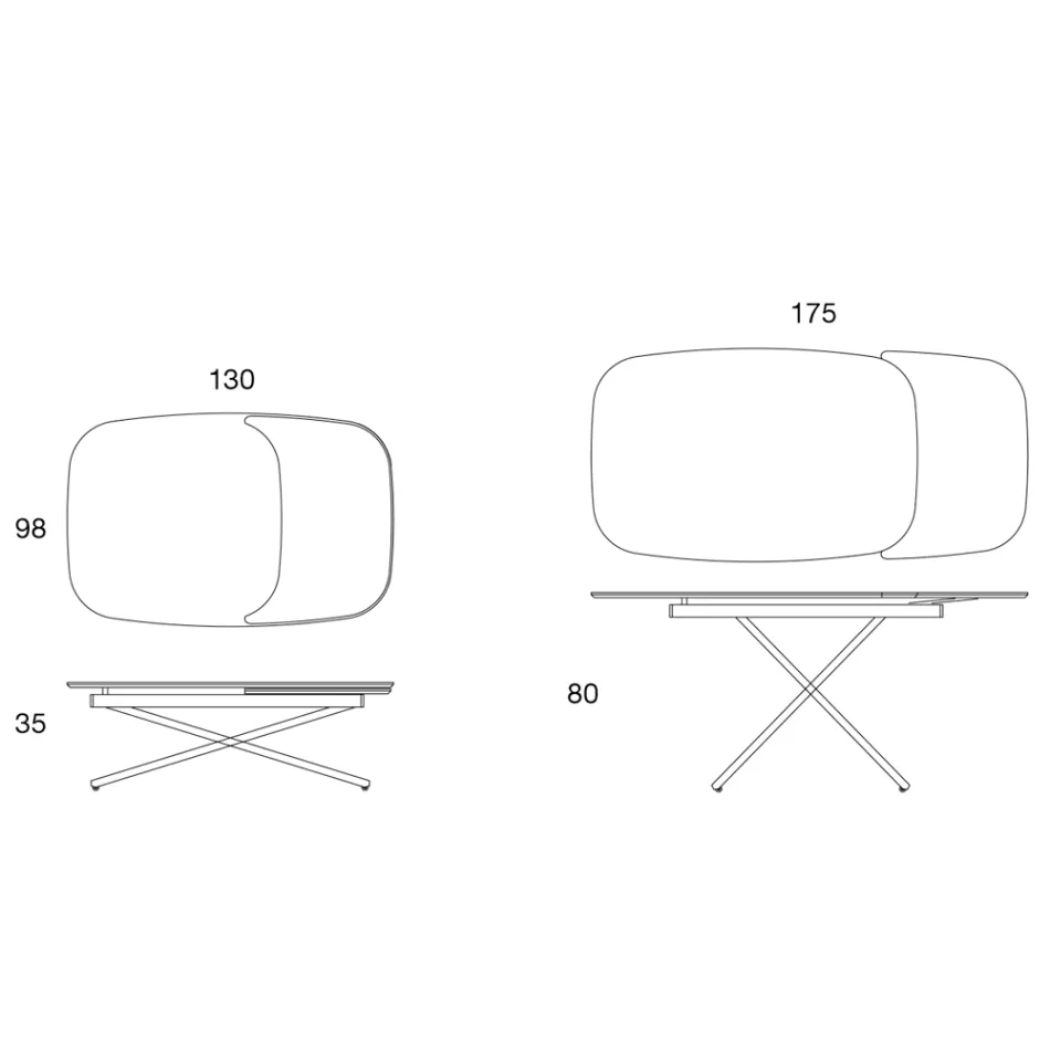 Rozkládací konferenční stolek z kovu a keramiky - Gioacco Viadurini