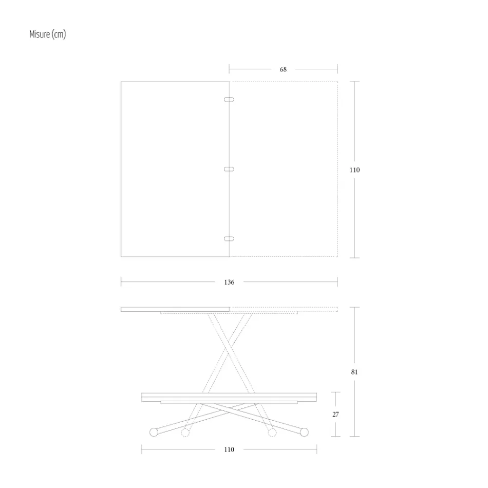 Transformovatelný konferenční stolek z kovu a dřeva vyrobený v Itálii - Veneris Viadurini