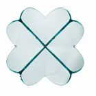 Konferenční stolek do obývacího pokoje s průhledným skleněným květem a kyselinovou základnou 3 velikosti - Fiorella Viadurini