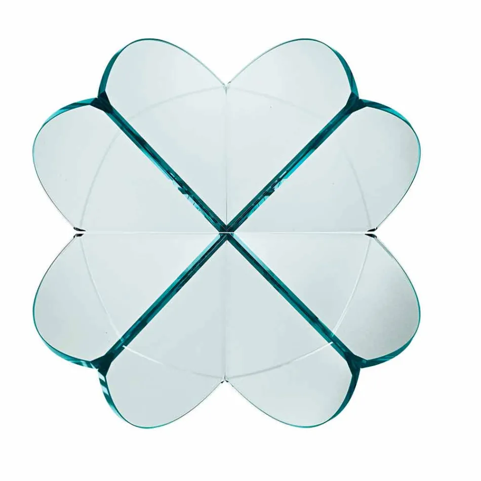 Konferenční stolek do obývacího pokoje s průhledným skleněným květem a kyselinovou základnou 3 velikosti - Fiorella Viadurini